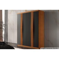 Guarda Roupa 4 Portas e 2 Gavetas Grécia Naturale/Grafite - Rufato