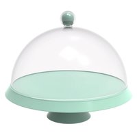 Porta Bolo 25cm Verde Menta com Cúpula e Pé Bubble  Crippa Tortas Doces Boleira