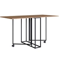 Mesa Dobrável Industrial Preto e Mel 142x68cm Placa e Ponto Mesa De Jantar ou Escritório