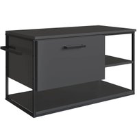 Gabinete Suspenso para Banheiro 80cm Preto e Grafite Estilo Industrial sem Cuba Placa e Ponto