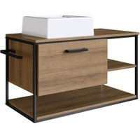 Gabinete Para Banheiro com Cuba e Gaveta Suspenso 80cm Mel Industrial Placa e Ponto