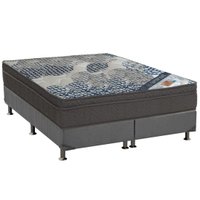 Conjunto Box Queen: Colchão Molas Ortobom SuperPocket ISO Firme + Base CRC Suede Gray(158x198)