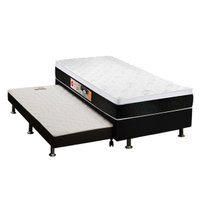 Conjunto Box Solteiro: Colchão Espuma Castor D45 Black e White + Base CRC Courano Black(88x188)