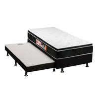 Conjunto Box Solteiro: Colchão Espuma Castor D33 Black e White + Base CRC Courano Black(88x188)