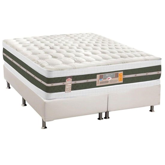 Conjunto Box Queen: Colchão Molas Castor Bonnel Silver Star Air DF + Base CRC Courano White(158x198)