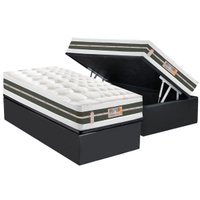 Conjunto Box Baú Solteiro: Colchão Molas Castor Bonnel Silver Star Air Double Face + Base CRC Suede Gray(88x188)