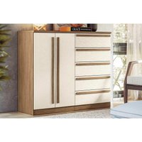 Cômoda de Quarto Málaga 2.5 2 Portas e 5 Gavetas jatoba/Areia - Santos Andirá