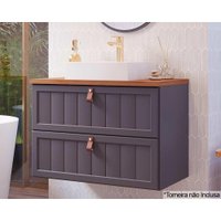 Gabinete de Banheiro Suspenso Sense c/Cuba 1 Gaveta e 1 Porta Basculante 60cm Titanium - MGM