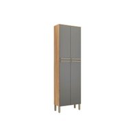 Paneleiro de Cozinha Nápoli Prime c/ 4 Portas 66X222cm Amendoa/Chumbo - Ronipa