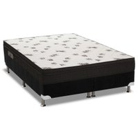 Conjunto Box Queen: Colchão Espuma Ortobom D45 Light Saúde Ortopilow + Base CRC Suede Black(158x198)
