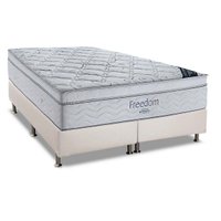 Conjunto Box Queen: Colchão Molas Ortobom SuperPocket Freedom + Base CRC Courano White(158x198)