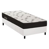 Conjunto Box Solteiro: Colchão Espuma Ortobom D45 Light Ortopilow + Base CRC Courano White(88x188)