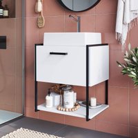 Armário Gabinete Banheiro Suspenso com cuba 50x38,5x54cm P1009 Branco