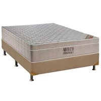 Conjunto Box Casal: Colchão Molas Ortobom SuperPocket Fort Airtech Spring + Base CRC Suede Clean(138x188)