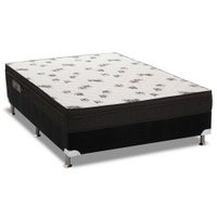 Conjunto Box Casal: Colchão Espuma Ortobom D45 Light Saúde Ortopilow + Base CRC Suede Black(138x188)