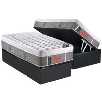 Conjunto Box Baú Solteiro: Colchão Molas Castor Pocket Light Stress Oxygen New Plush + Base CRC Suede Gray(88x188)