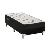 Conjunto Box Solteiro: Colchão Espuma Ortobom D45 Light Ortopilow + Base CRC Suede Black(88x188)