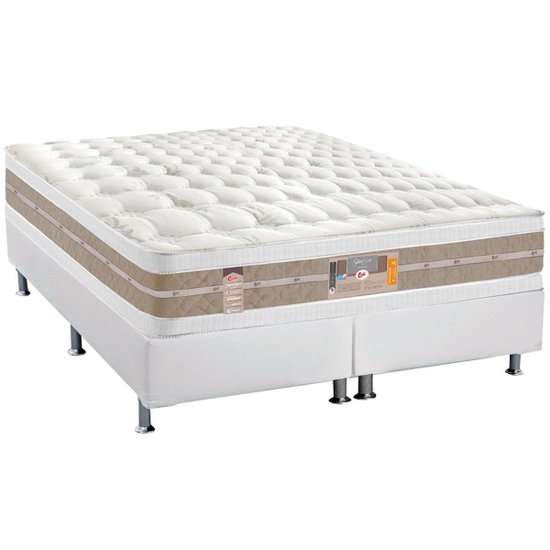 Cama Box King: Colchão Molas Ensacadas Castor Pocket Silver Star Air DF + Base CRC Courano White(193x203)