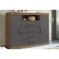Cômoda de Quarto Master c/ 2 Portas 1 Nicho e 4 Gavetas Jatoba/Grafitte - Santos Andirá