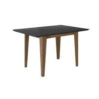 Mesa de Jantar Retangular com Tampo de Vidro Kate Carvalho e Grafite