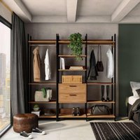Conjunto de Guarda-Roupa Closet Modulado Lille 2 GV Freijó e Preto