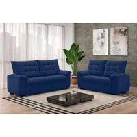 Conjunto de Sofás 2 e 3 Lugares Bertioga Veludo Azul
