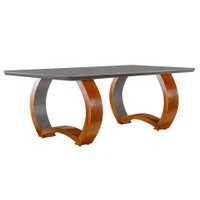 Mesa de Jantar Retangular com Tampo de Vidro Pádua Cinamomo Imbuia e Grafite 220 cm