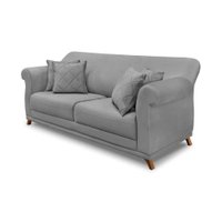 Sofá 3 Lugares Abruzzo Veludo Cinza 220 cm