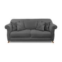 Sofá 3 Lugares Abruzzo Suede Cinza 180 cm