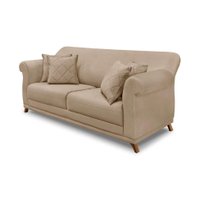 Sofá 3 Lugares Abruzzo Suede Bege 220 cm