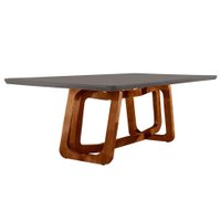Mesa de Jantar Retangular com Tampo de Vidro Siena Cinamomo Imbuia e Grafite 220 cm