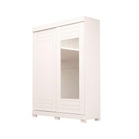 Guarda-Roupa Solteiro com Espelho Ayla 2 PT 2 GV Branco