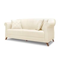 Sofá 3 Lugares Abruzzo Linho Pérola 220 cm