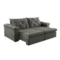 Sofá 5 Lugares Retrátil e Reclinável Astor Veludo Cinza