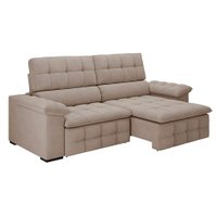 Sofá 3 Lugares Retrátil e Reclinável Elite Veludo Capuccino