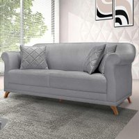 Sofá 3 Lugares Abruzzo Linho Cinza 220 cm