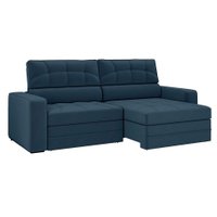 Sofá 4 Lugares Retrátil e Reclinável Florata Veludo Azul