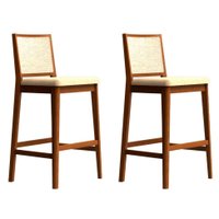 Conjunto com 2 Banquetas Sila Imbuia e Bege