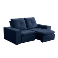 Sofá 2 Lugares Retrátil e Reclinável Itália Veludo Azul