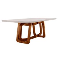 Mesa de Jantar Retangular com Tampo de Vidro Siena Cinamomo Imbuia e Off White 180 cm
