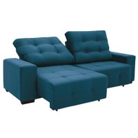 Sofá 3 Lugares Retrátil e Reclinável Fazzio Suede Azul Turquesa 230 cm