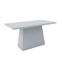 Mesa de Jantar Retangular com Tampo de Vidro Bárbara Off White 160 cm
