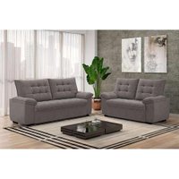 Conjunto de Sofás 2 e 3 Lugares Bertioga Veludo Cinza