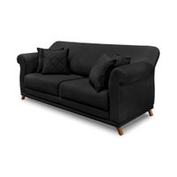 Sofá 3 Lugares Abruzzo Veludo Preto 180 cm