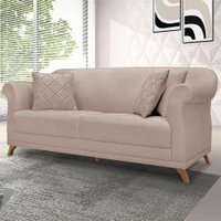 Sofá 3 Lugares Abruzzo Linho Rústico Areia 180 cm