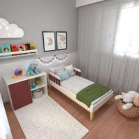 Quarto Infantil Adoleta 1 PT Branco e Vermelho