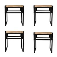 Conjunto com 4 Bancos Wooden Carvalho e Preto