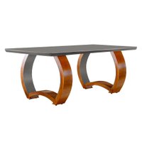 Mesa de Jantar Retangular com Tampo de Vidro Pádua Cinamomo Imbuia e Grafite 180 cm