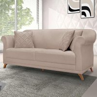 Sofá 3 Lugares Abruzzo Linho Rústico Areia 220 cm