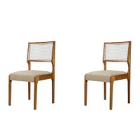 Conjunto com 2 Cadeiras Pádua Veludo Bege e Imbuia Natural
